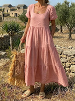 Prairie Rose Square-Neck Tiered Maxi Dress