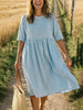 Women’s Casual Short Sleeve Round Neck Pocket Dress