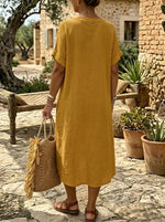 Women's Mustard Yellow High-Low Midi Dress
