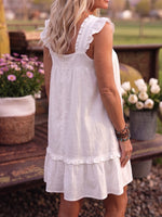 Vintage Art Comfortable Summer Fabrics Linen Blend Patchwork Dress