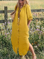 Meadow Button-Down Linen Dress