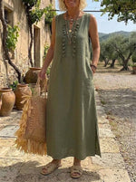 Women's Olive Green Tassel Detail Maxi Dress