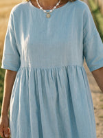 Women’s Casual Short Sleeve Round Neck Pocket Dress