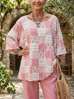 Women's Patchwork Frayed Edge Top