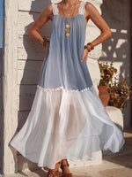 Vintage Art Comfortable Summer Fabrics Chiffon Patchwork Contrasting Dress
