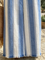 Strap Striped Fringe Hem Wide Leg Jumpsuit