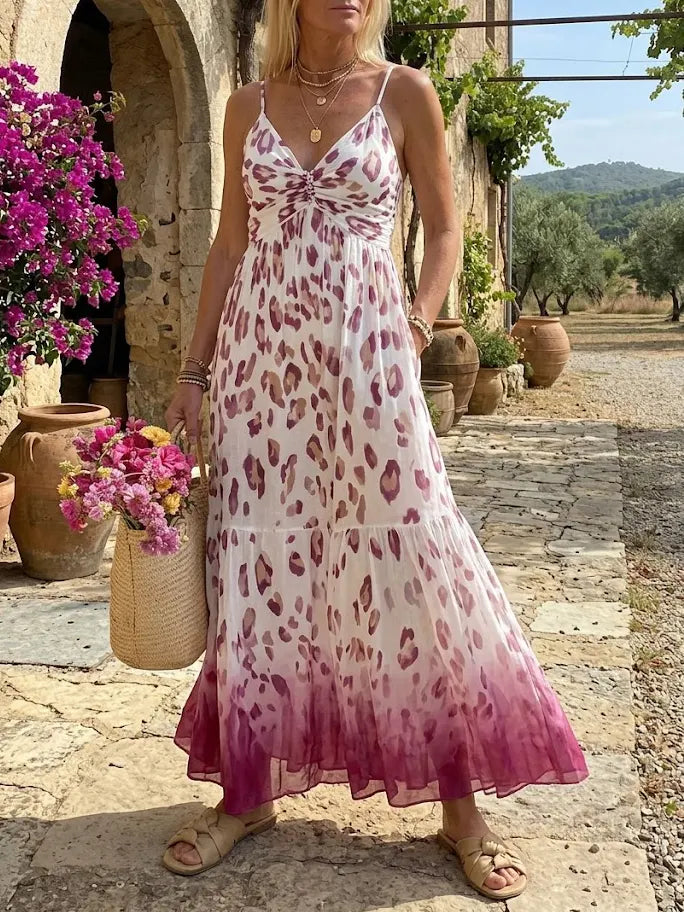 Wildberry Ombre Leopard Slip Maxi Dress
