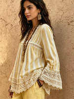 Women's Striped Lace-Trim Boho Tunic