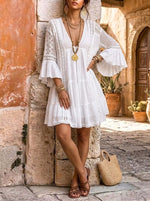 Women's Ruffle Bell-Sleeve Mini Dress