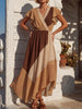 Vintage Art Comfortable Summer Fabrics Color Block Chiffon Dress