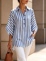 Relaxed Artful Tailoring Striped Cotton-linen Shirt