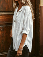 Women's Causal Long-sleeve Cotton-linen Shirt