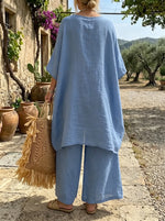 Coastal Horizon Oversized Linen Two-Piece Set