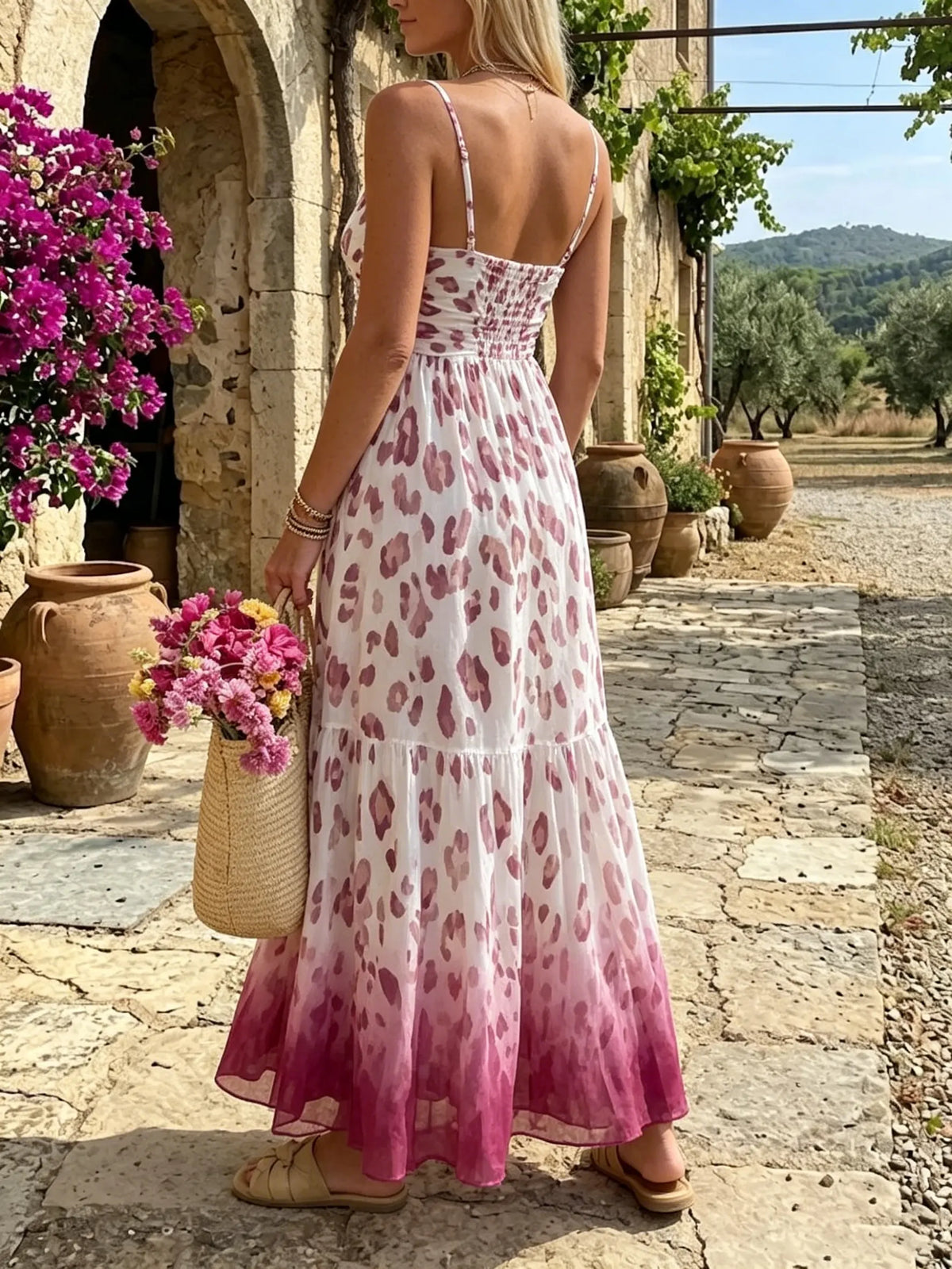 Wildberry Ombre Leopard Slip Maxi Dress