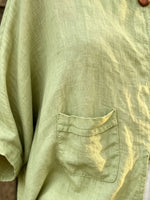 Women’s Split Hem Linen Blouse, Pocket 3/4 Sleeve Loose Casual Top