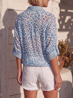 Vintage Art Comfortable Summer Fabrics Chiffon Patchwork Denim Shirt