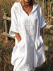 Women’s Casual Short Sleeve Oversize V Neck Pocket Hoodie Dress