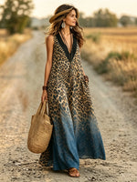 Women's Leopard Ombre Sleeveless Maxi Dress