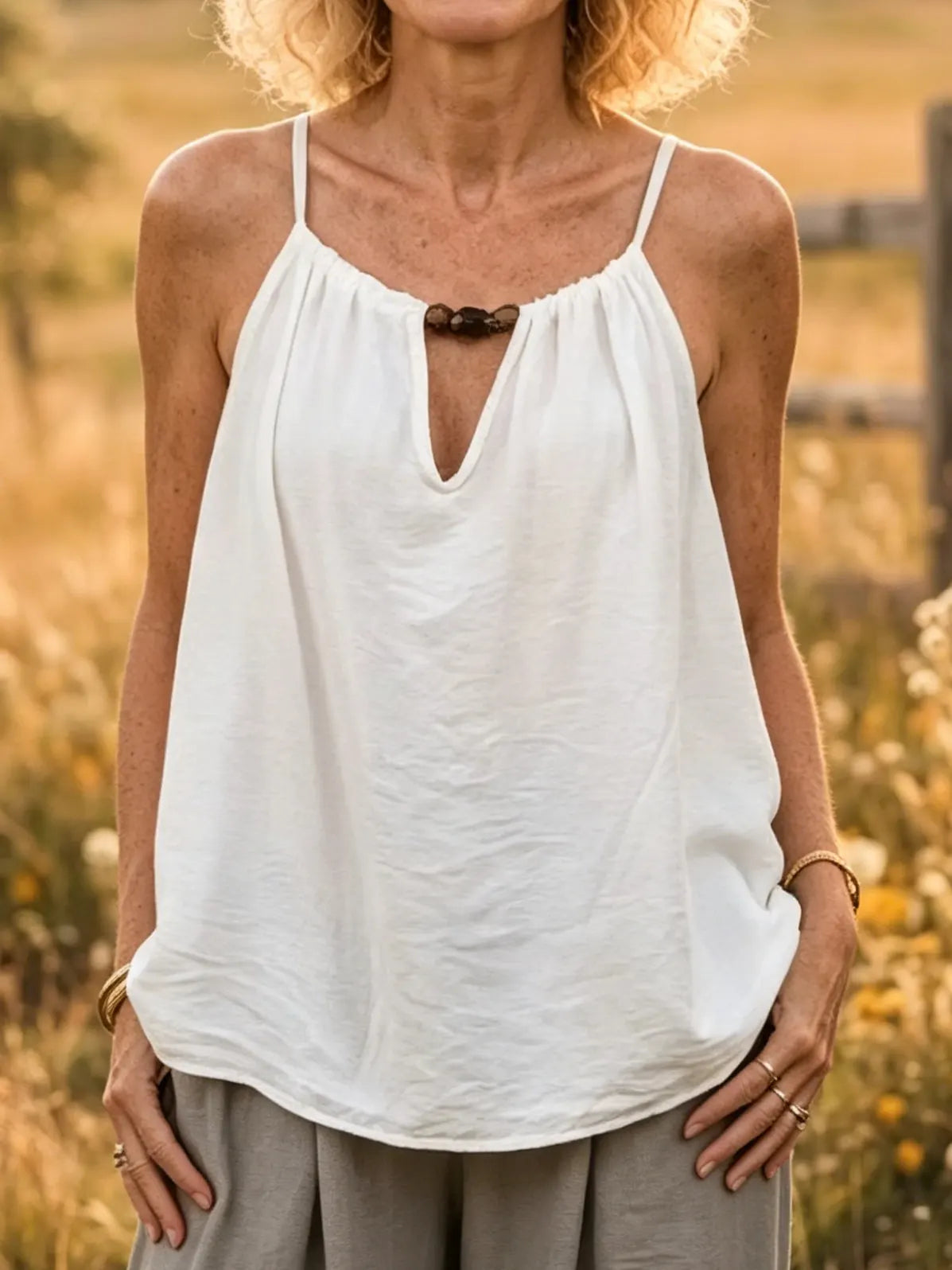Women's Solid Halter Neck Sleeveless Cotton Cami Top