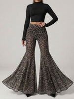 Stylish And Sexy Stretchy Leopard-print Flared Pants