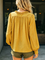 Women's Ruffled Art Casual Stylish Long Sleeve Cotton Linen Shirt