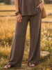 Women's Solid Knit Elastic Waist Wide Leg Lounge Pants