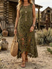 Floral Cutout Sleeveless Hollow Out Boho Maxi Dress