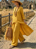 Golden Harvest Linen Tunic and Pants Set