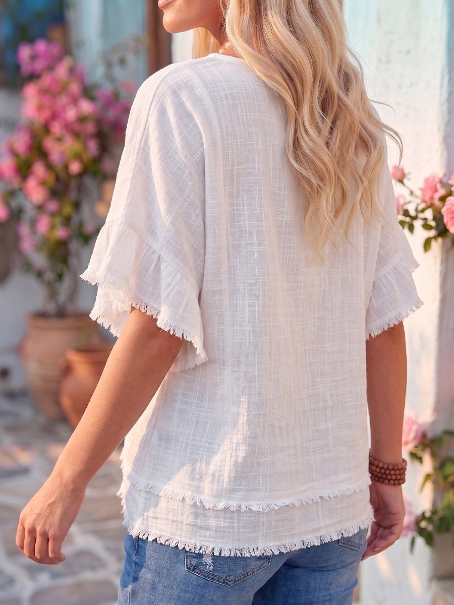 Vintage Art Comfortable Summer Fabrics Cotton Linen Shirt