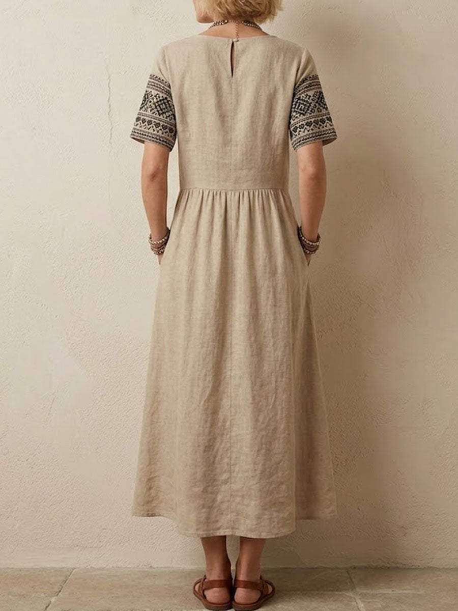 Women's Retro Pattern Print Casual Dress
