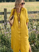 Meadow Button-Down Linen Dress