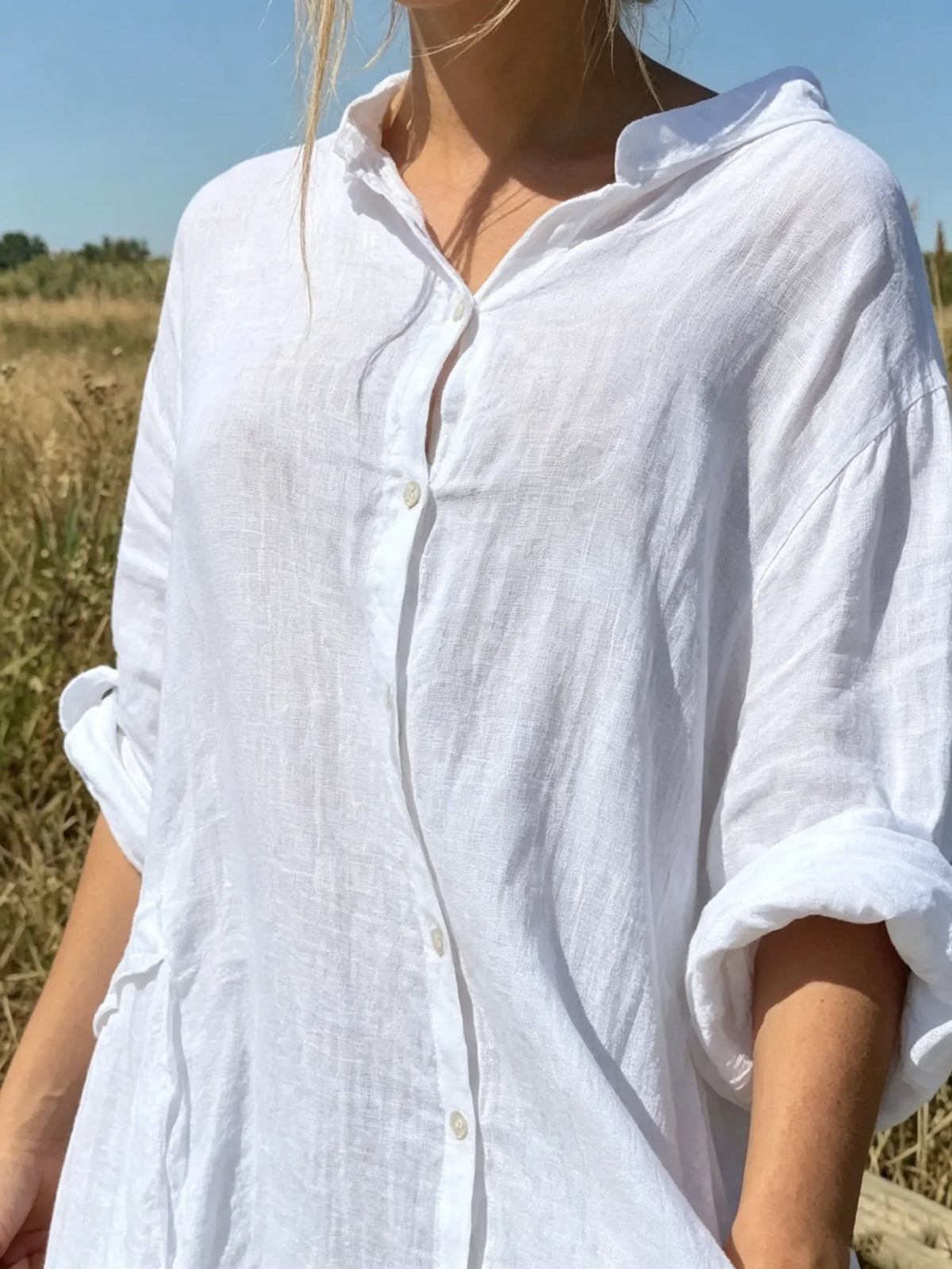 Pure Canvas Oversized Linen Shirt Dress