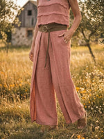 Women's Solid Layered Overlay Wide Leg Palazzo Pants