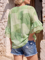 Vintage Art Comfortable Summer Fabrics Cotton Linen Blend Shirt