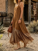 Leopard Patchwork Sleeveless Maxi Dress