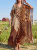 Vintage Art Comfortable Summer Fabrics Leopard Print Color Blocked Chiffon Dress