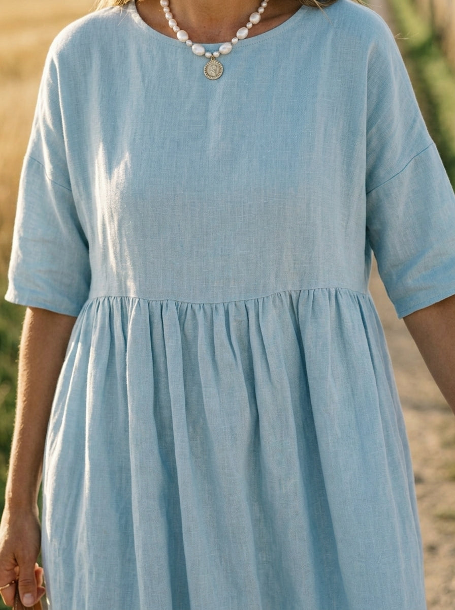 Women’s Casual Short Sleeve Round Neck Pocket Dress