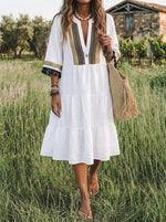 Desert Oasis Embroidered Tiered Midi Dress