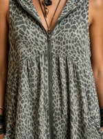 Women's Leopard Print Hooded Harem Jumpsuit