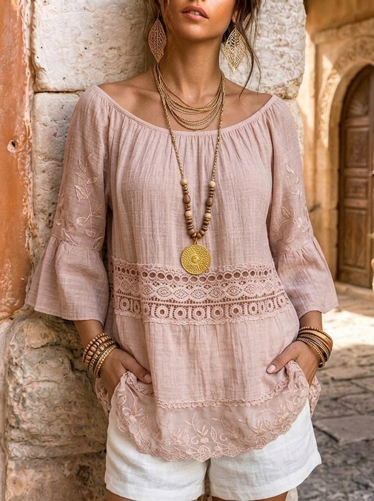 Women's Pink Lace Tunic