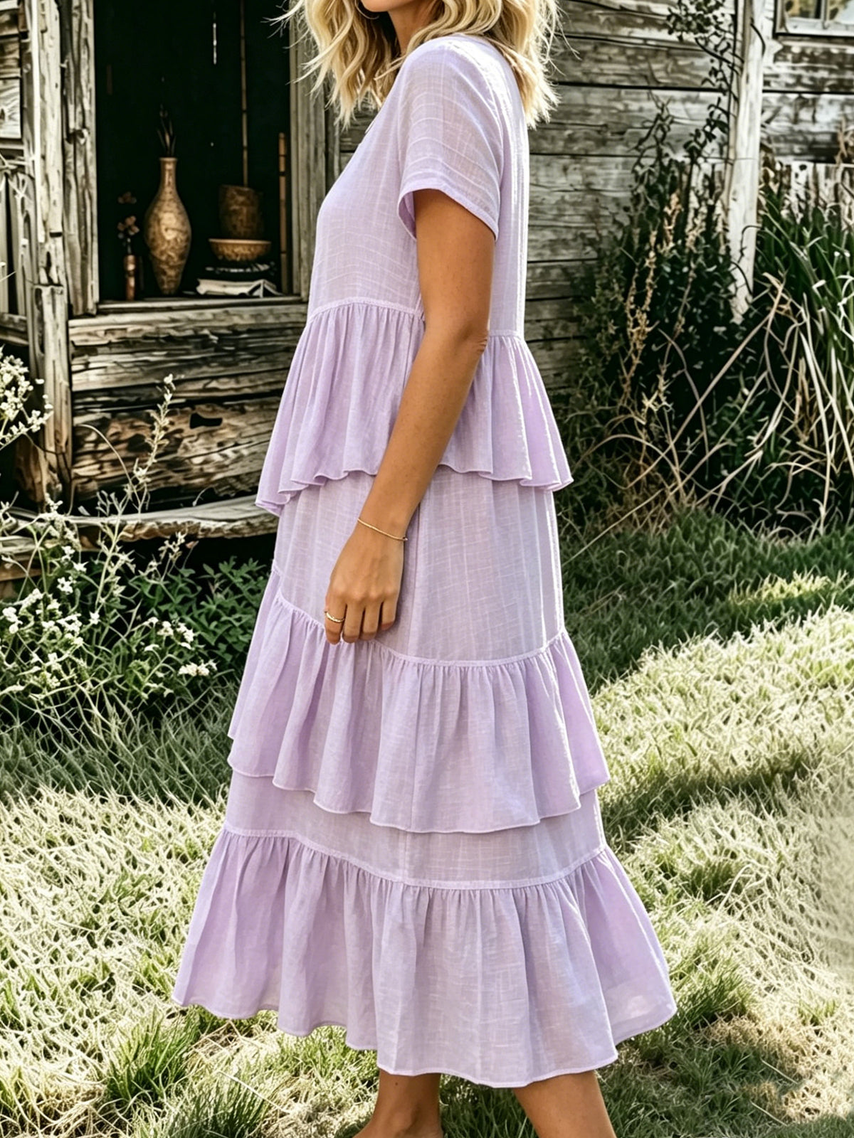Women's Casual Flowy Ruffled Pocket Dress