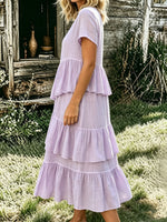 Women's Casual Flowy Ruffled Pocket Dress