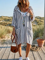 Nautical Breeze Striped Oversized Shirt Dress