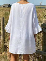 Pure White Bell-Sleeve Oversized Dress