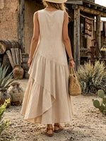 Asymmetrical Ruffle Linen Dress