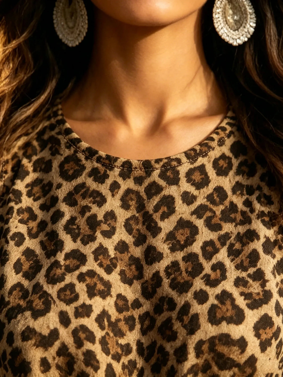 Women's Leopard Print High-Low Bow Dress