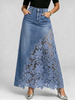 Stylish & Sexy Lace-paneled Cutout Denim Skirtv