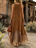 Leopard Patchwork Sleeveless Maxi Dress