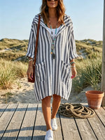 Nautical Breeze Striped Oversized Shirt Dress