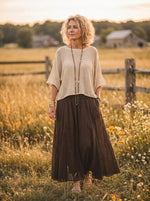 Women's Solid Dolman Sleeve Loose Knit Cotton Blouse